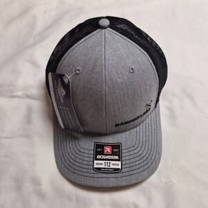 Hammerlane Richardson 112 Trucker Hat Mens Heather Gray Black Snapback Mesh Cap